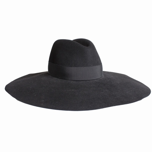 Saint Laurent Hat Wide Brim Oversized Black Rabbit Fur Felt Hedi Slimane Size 56 main image 7